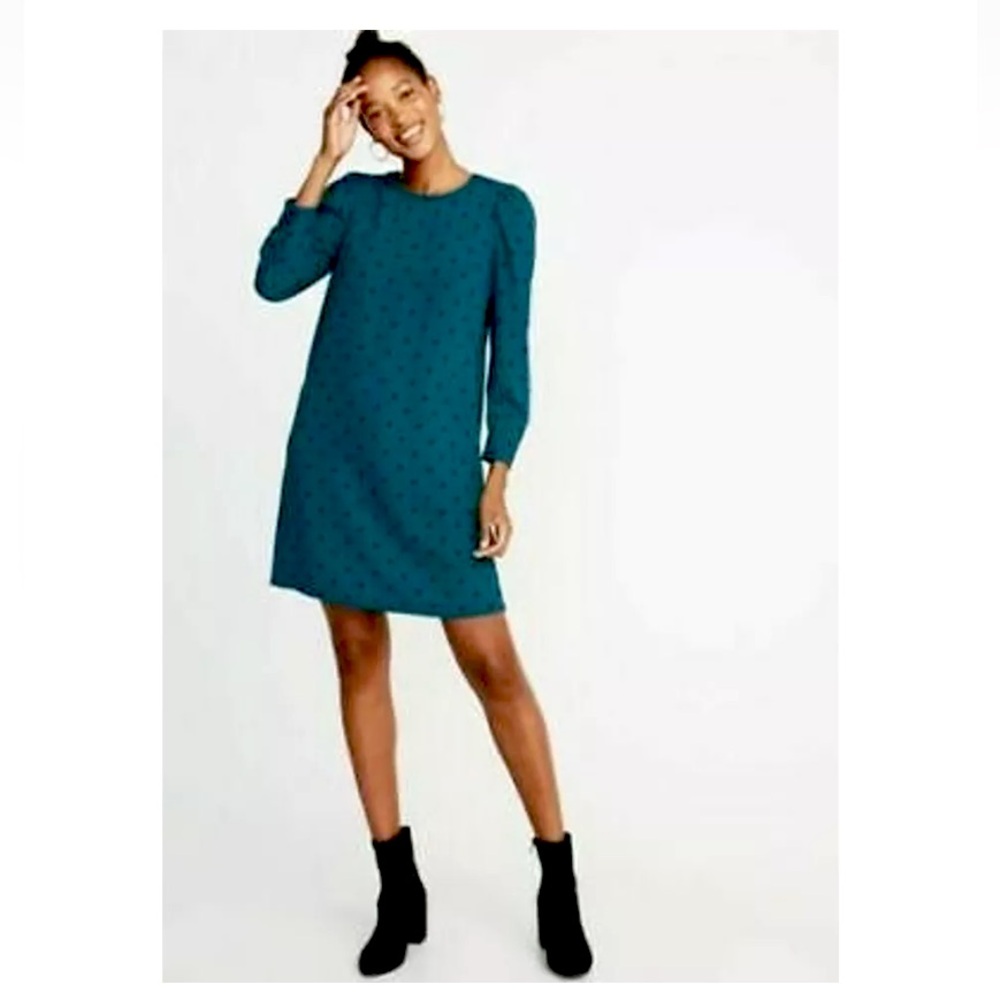 Old Navy green/blue teal polka dot shift dress size M. NWT